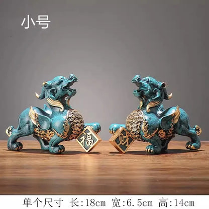 Chinese Kirin Lucky Statue Domineering Animal Home Living Room Decoration Resin Modern Art Sculpture Accessories Gift Statue