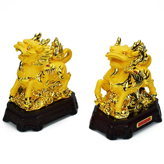 Chinese Kirin Statue Feng Shui Crafts Accessories Living Room Wine Cabinet Ornaments Decorations Resin Home Housewarming Gifts