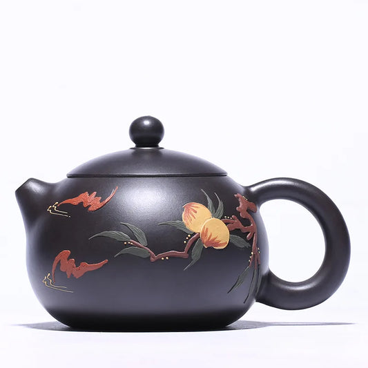 Chinese Kongfu Tea Pots, Black Zhu, King Kong Peach Xishi Teapot, Yixing Purply Clay Teapot, 200ml