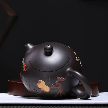 Chinese Kongfu Tea Pots, Black Zhu, King Kong Peach Xishi Teapot, Yixing Purply Clay Teapot, 200ml