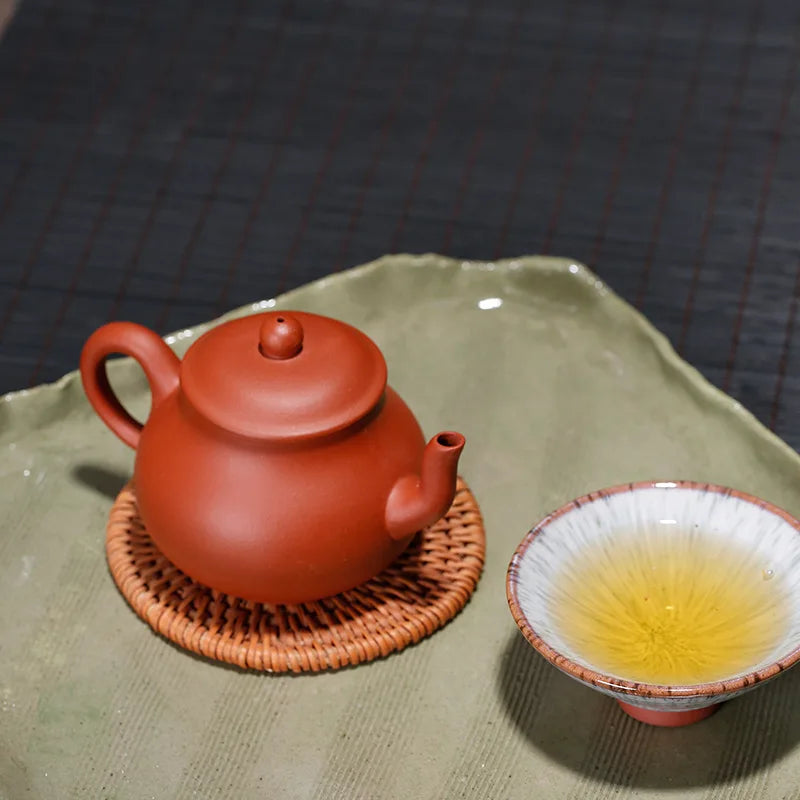 Chinese Kongfu Tea Pots, Raw Ore Bottom Groove Blue Mud Pan Teapot Pot, Yixing Purply Clay, Kongfu