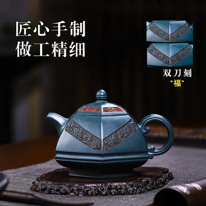 Chinese Kung Fu Ceramic Teapot Tea Set Dragon Flower Puer Tea Pot 520ml Porcelain Samovar Kungfu Teaware