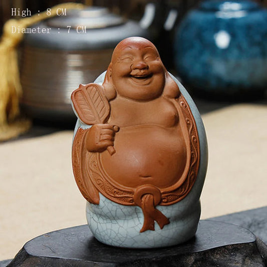 Chinese Kung Fu Puer Ru Kiln Tea Pet, Zen Buddha Statue, Tea Figurine, Teaware Ornament, Crafts, Desk, Decoration Accessories