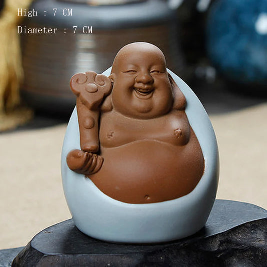 Chinese Kung Fu Puer Ru Kiln Tea Pet, Zen Buddha Statue, Tea Figurine, Teaware Ornament, Crafts, Desk, Decoration Accessories