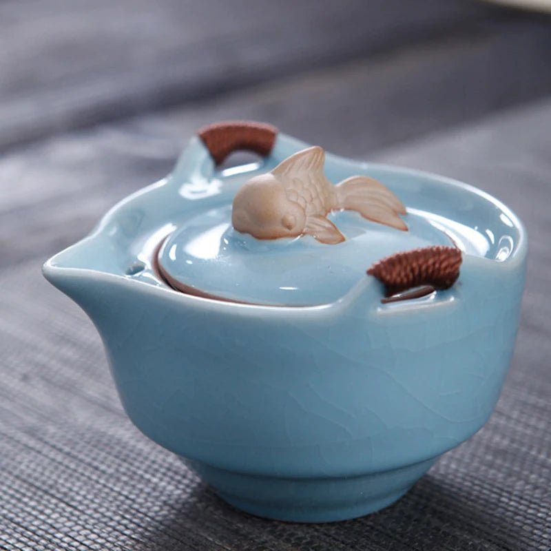Chinese Kung Fu Tea Set Ceramic Portable Teapot Set Outdoor Travel Gaiwan Tea Cups of Tea Ceremony Household Teacup Fine Gifts