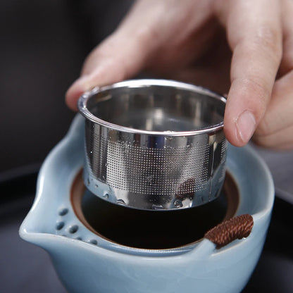 Chinese Kung Fu Tea Set Ceramic Portable Teapot Set Outdoor Travel Gaiwan Tea Cups of Tea Ceremony Household Teacup Fine Gifts