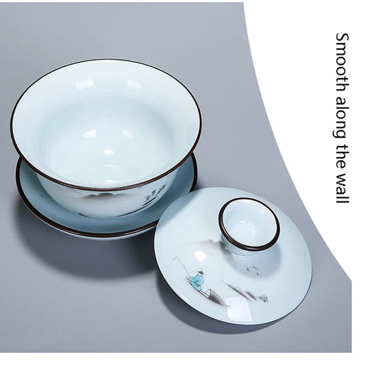 Chinese Kung Fu Tea Set Ceramic Portable Teapot Set Travel Gaiwan Tea Cups of Tea Ceremony Teacup Fine Gift With Travel Bag