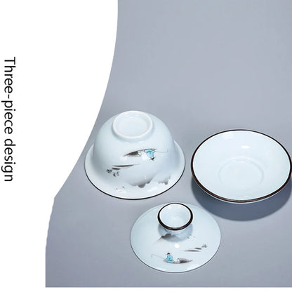 Chinese Kung Fu Tea Set Ceramic Portable Teapot Set Travel Gaiwan Tea Cups of Tea Ceremony Teacup Fine Gift With Travel Bag