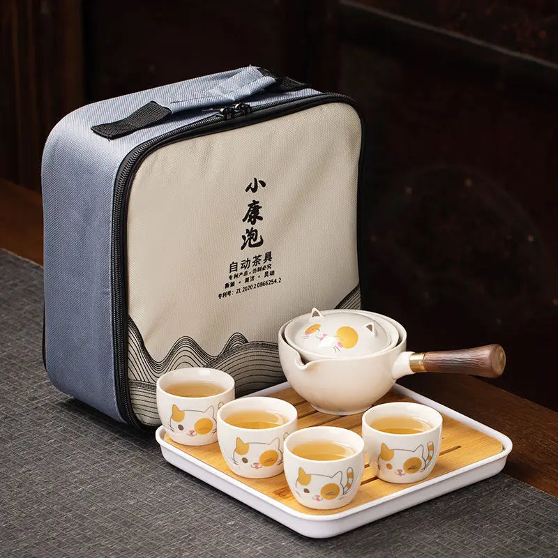 Chinese Kung Fu Tea Set Traveling Tea Set Ceramic Portable Tea Set Complete Set Teapot Brewer Tea Maker Infuser