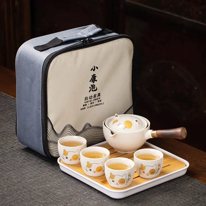 Chinese Kung Fu Tea Set Traveling Tea Set Ceramic Portable Tea Set Complete Set Teapot Brewer Tea Maker Infuser