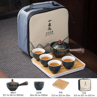 Chinese Kung Fu Tea Set Traveling Tea Set Ceramic Portable Tea Set Complete Set Teapot Brewer Tea Maker Infuser