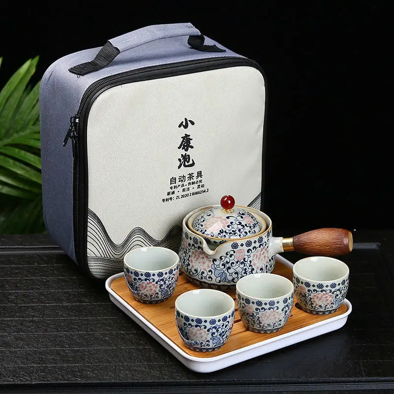 Chinese Kung Fu Tea Set Traveling Tea Set Ceramic Portable Tea Set Complete Set Teapot Brewer Tea Maker Infuser