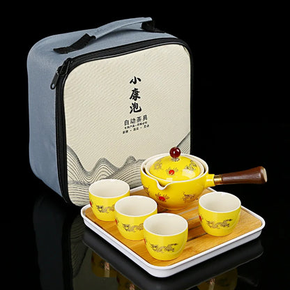 Chinese Kung Fu Tea Set Traveling Tea Set Ceramic Portable Tea Set Complete Set Teapot Brewer Tea Maker Infuser