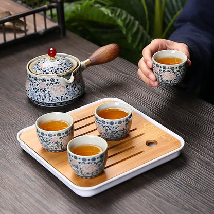 Chinese Kung Fu Tea Set Traveling Tea Set Ceramic Portable Tea Set Complete Set Teapot Brewer Tea Maker Infuser
