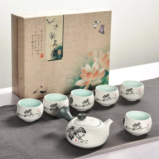 Chinese Kung Fu Tea Set White Ceramic Portable Teapot Porcelain Teaset Gaiwan Tea Cups Of Tea Ceremony Tea Pot Free shipping