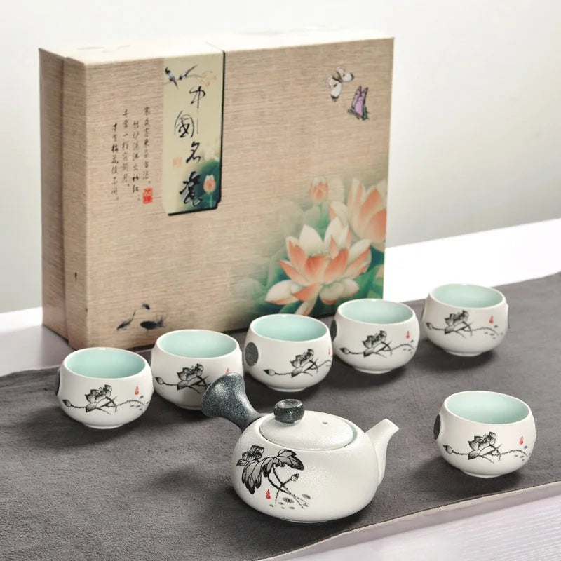 Chinese Kung Fu Tea Set White Ceramic Portable Teapot Porcelain Teaset Gaiwan Tea Cups Of Tea Ceremony Tea Pot Free shipping