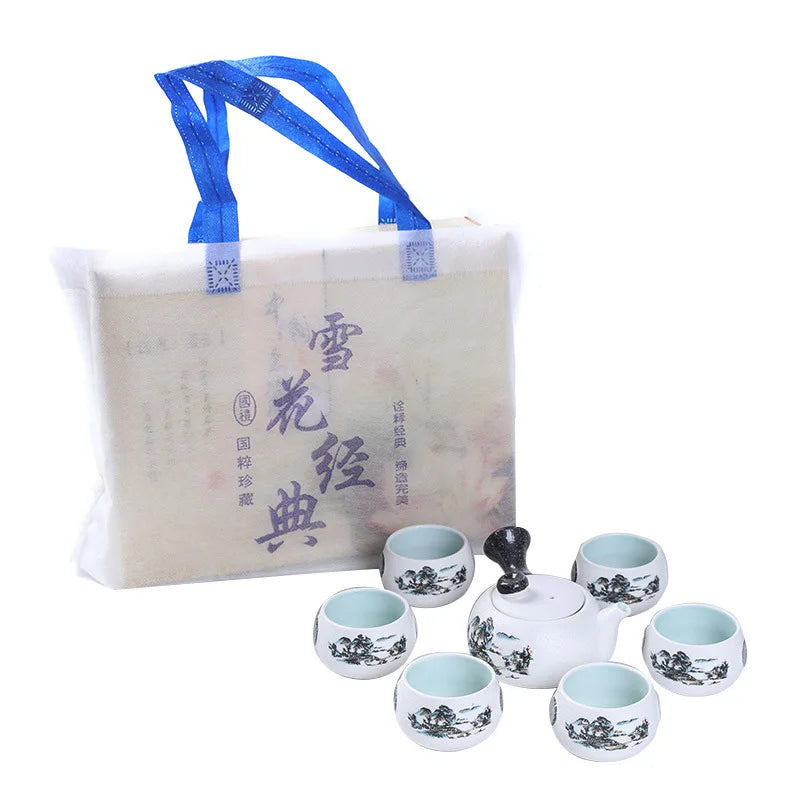Chinese Kung Fu Tea Set White Ceramic Portable Teapot Porcelain Teaset Gaiwan Tea Cups Of Tea Ceremony Tea Pot Free shipping
