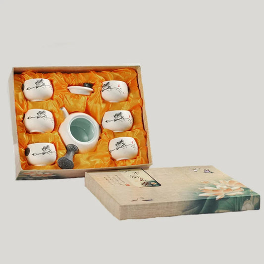 Chinese Kung Fu Tea Set White Ceramic Portable Teapot Porcelain Teaset Gaiwan Tea Cups Of Tea Ceremony Tea Pot Free shipping