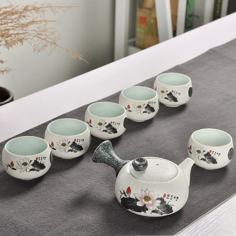 Chinese Kung Fu Tea Set White Ceramic Portable Teapot Porcelain Teaset Gaiwan Tea Cups Of Tea Ceremony Tea Pot Free shipping