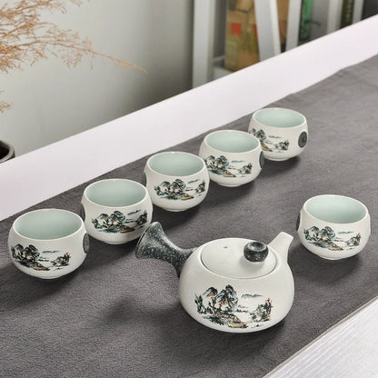 Chinese Kung Fu Tea Set White Ceramic Portable Teapot Porcelain Teaset Gaiwan Tea Cups Of Tea Ceremony Tea Pot Free shipping