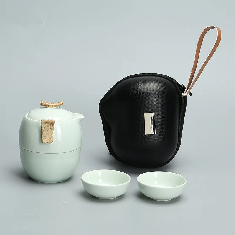 Chinese Kung Fu Tea Set white porcelain Ceramic teapot matt beam pot Japanese household tea cup Portable Outdoor Travel Gaiwan