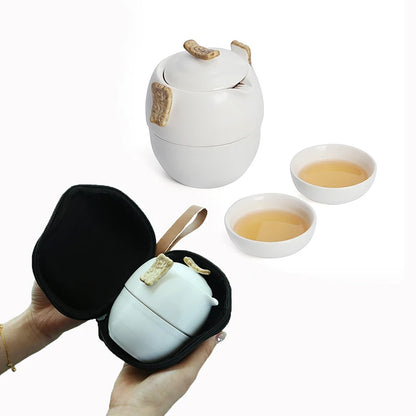 Chinese Kung Fu Tea Set white porcelain Ceramic teapot matt beam pot Japanese household tea cup Portable Outdoor Travel Gaiwan