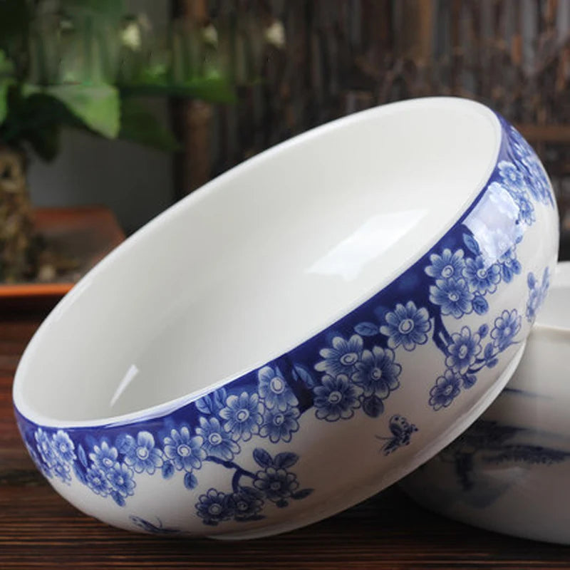 Chinese Kung Fu Tea Wash Bowl, Multifunctional Flowerpot, Ceramic Tea Ceremony Accessories, Exquisite Teaware, 8 Inch Flowers