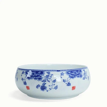Chinese Kung Fu Tea Wash Bowl, Multifunctional Flowerpot, Ceramic Tea Ceremony Accessories, Exquisite Teaware, 8 Inch Flowers