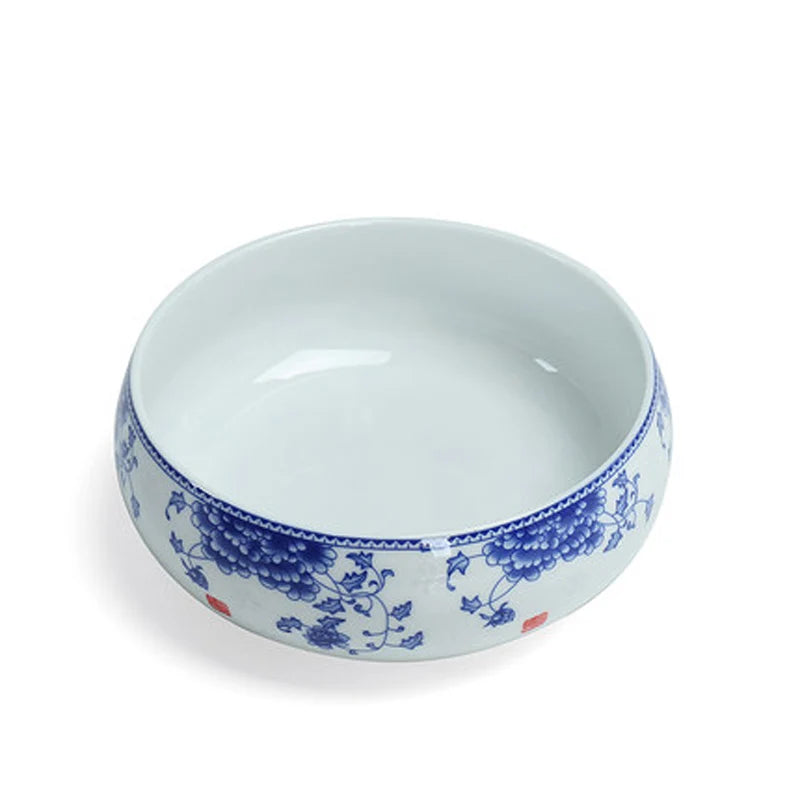 Chinese Kung Fu Tea Wash Bowl, Multifunctional Flowerpot, Ceramic Tea Ceremony Accessories, Exquisite Teaware, 8 Inch Flowers