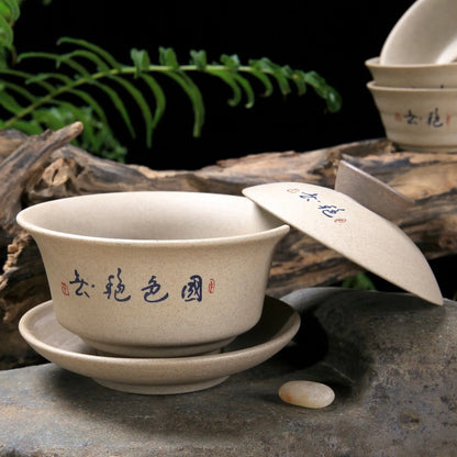 Chinese Kung Fu Teapot Pottery Clay Tea Cup Classical Gaiwan Traditional Handmade Tea Set Cup