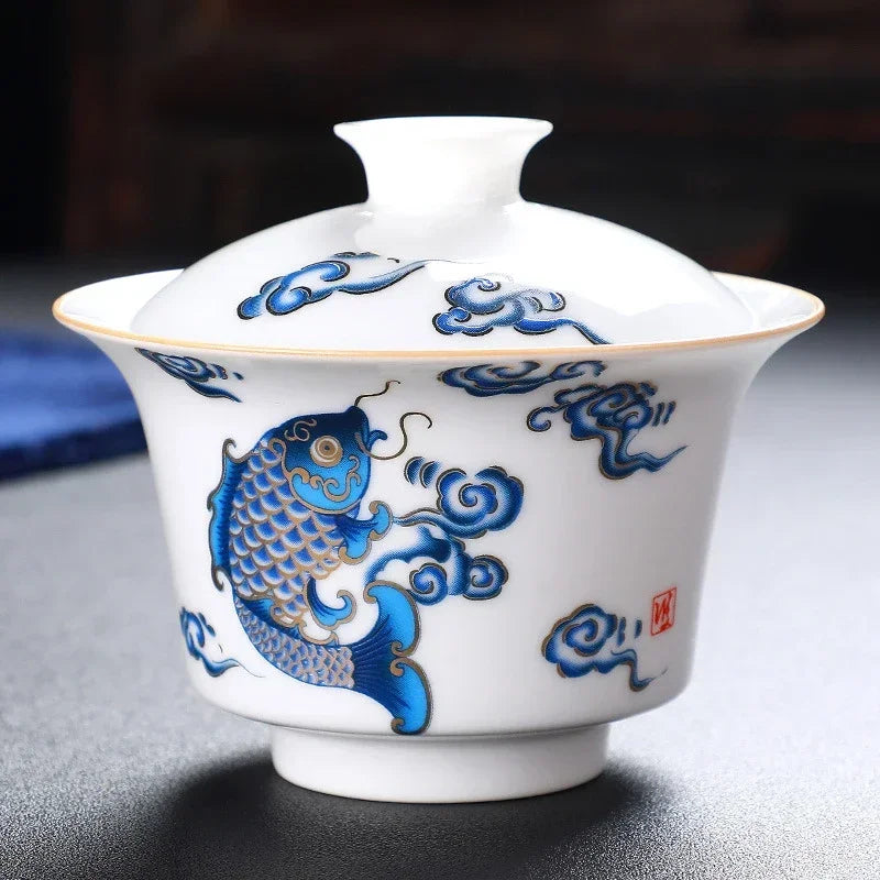 Chinese Kung Fu Teapot Tea Set Ceramic Portable Teapot Set One Pot Two Cup Outdoor Travel Gaiwan Tea Cups of Tea Ceremony Teacup