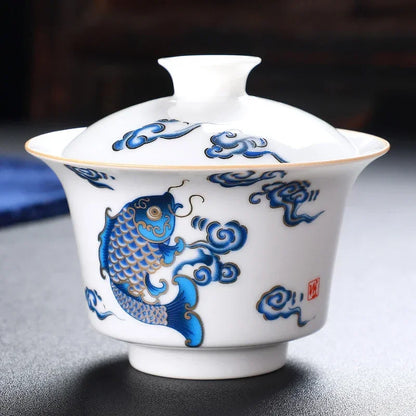 Chinese Kung Fu Teapot Tea Set Ceramic Portable Teapot Set One Pot Two Cup Outdoor Travel Gaiwan Tea Cups of Tea Ceremony Teacup