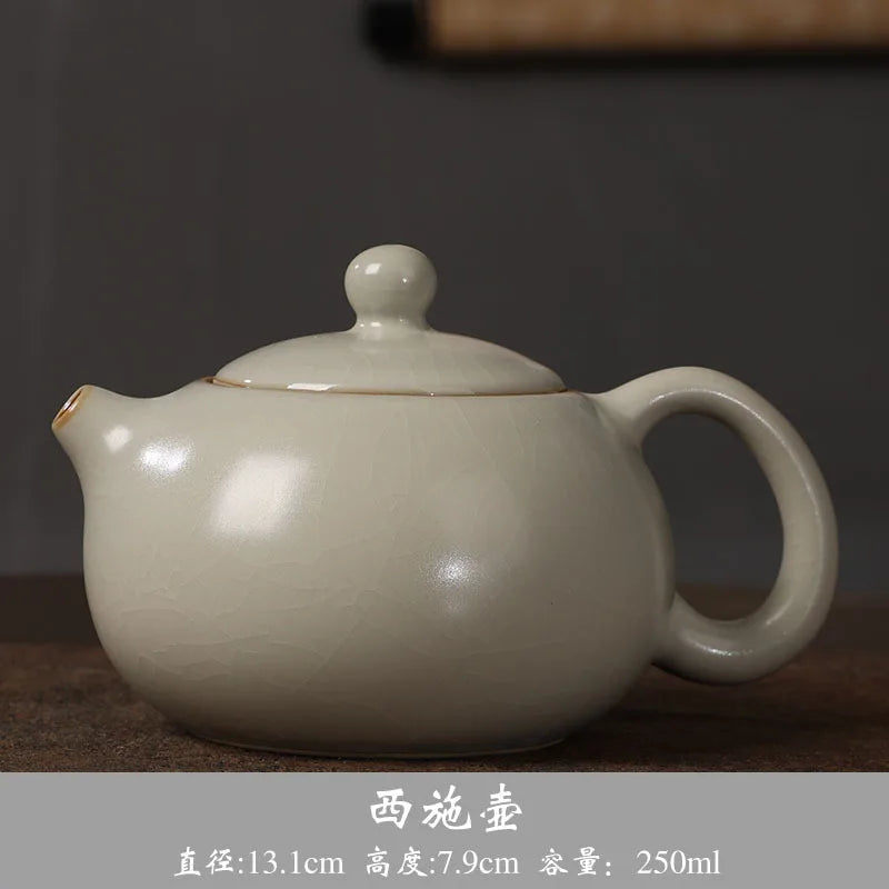 Chinese Kung Fu Teapots Handmade Elegant Xishi Pots Ceramic High End Jingdezhen Tea Pots Vintage Teaware Set