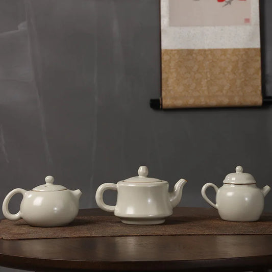 Chinese Kung Fu Teapots Handmade Elegant Xishi Pots Ceramic High End Jingdezhen Tea Pots Vintage Teaware Set