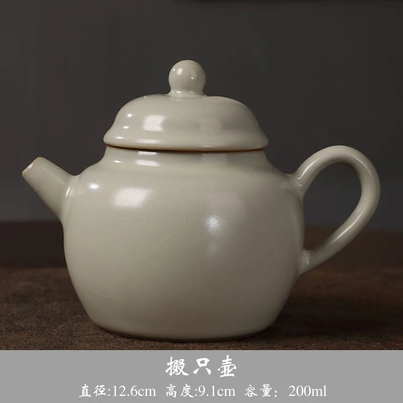 Chinese Kung Fu Teapots Handmade Elegant Xishi Pots Ceramic High End Jingdezhen Tea Pots Vintage Teaware Set