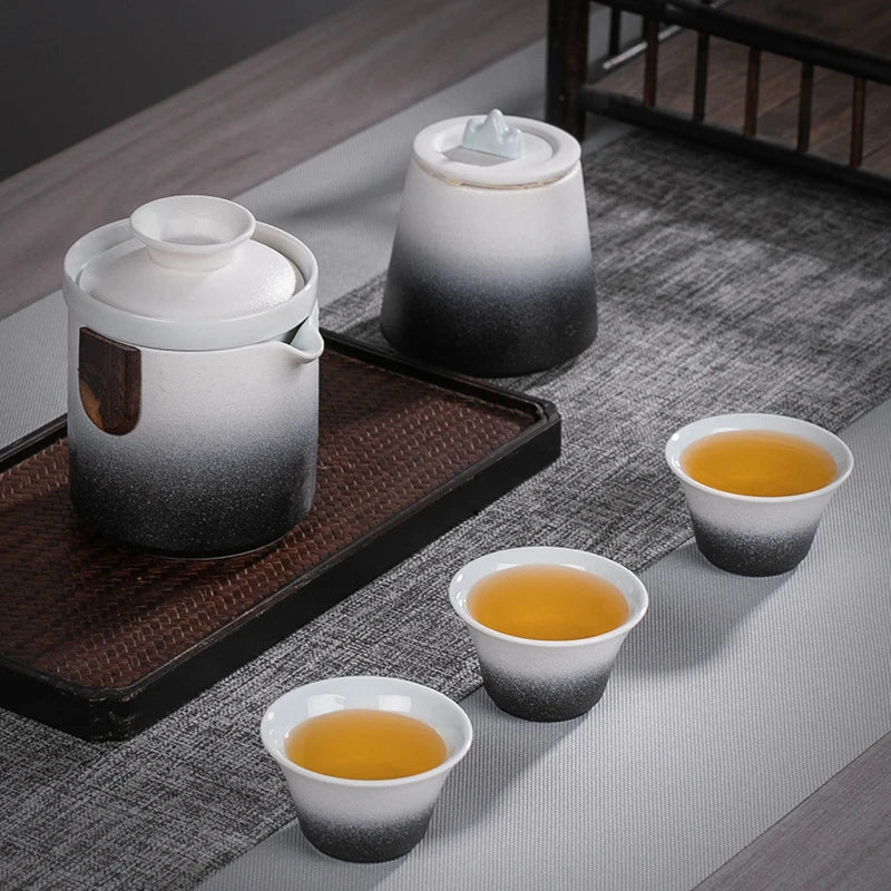Chinese Kung Fu Travel Tea Set Ceramic Portable Teapot Porcelain Teaset Gaiwan Tea Cups of Tea Ceremony Tea Pot With Travel Bag
