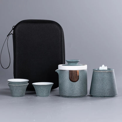 Chinese Kung Fu Travel Tea Set Ceramic Portable Teapot Porcelain Teaset Gaiwan Tea Cups of Tea Ceremony Tea Pot With Travel Bag