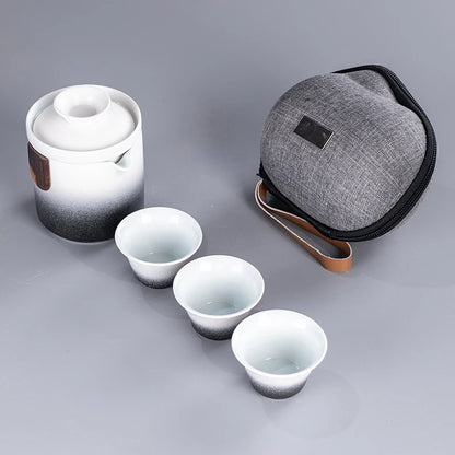 Chinese Kung Fu Travel Tea Set Ceramic Portable Teapot Porcelain Teaset Gaiwan Tea Cups of Tea Ceremony Tea Pot With Travel Bag