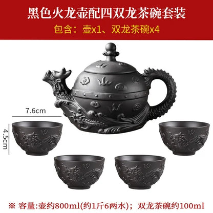 Chinese Kungfu Tea Set, Large Capacity Yixing Clay Teapot, Zhu Ni, Fire Dragon Pot, Handmade Household Tea Kettle, Single Pot