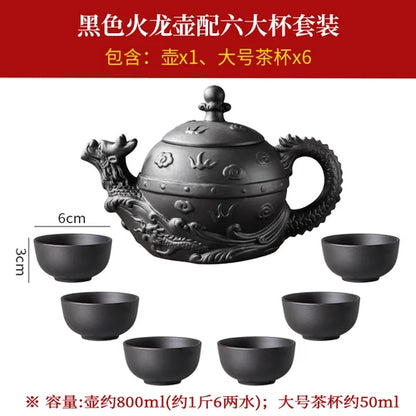 Chinese Kungfu Tea Set, Large Capacity Yixing Clay Teapot, Zhu Ni, Fire Dragon Pot, Handmade Household Tea Kettle, Single Pot