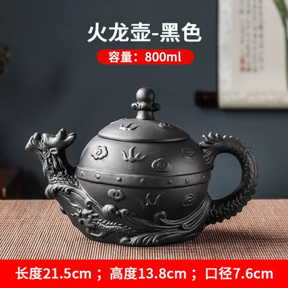 Chinese Kungfu Tea Set, Large Capacity Yixing Clay Teapot, Zhu Ni, Fire Dragon Pot, Handmade Household Tea Kettle, Single Pot