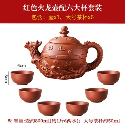 Chinese Kungfu Tea Set, Large Capacity Yixing Clay Teapot, Zhu Ni, Fire Dragon Pot, Handmade Household Tea Kettle, Single Pot