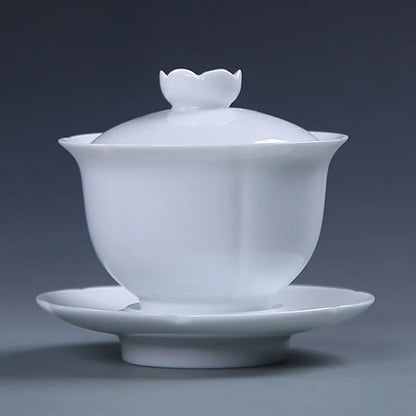 Chinese Kungfu Teapot Sets Ceramic Handmade Teaware Tea Bowl Cups Home Tureen Pure White Gaiwan Porcelanas Tea Cup