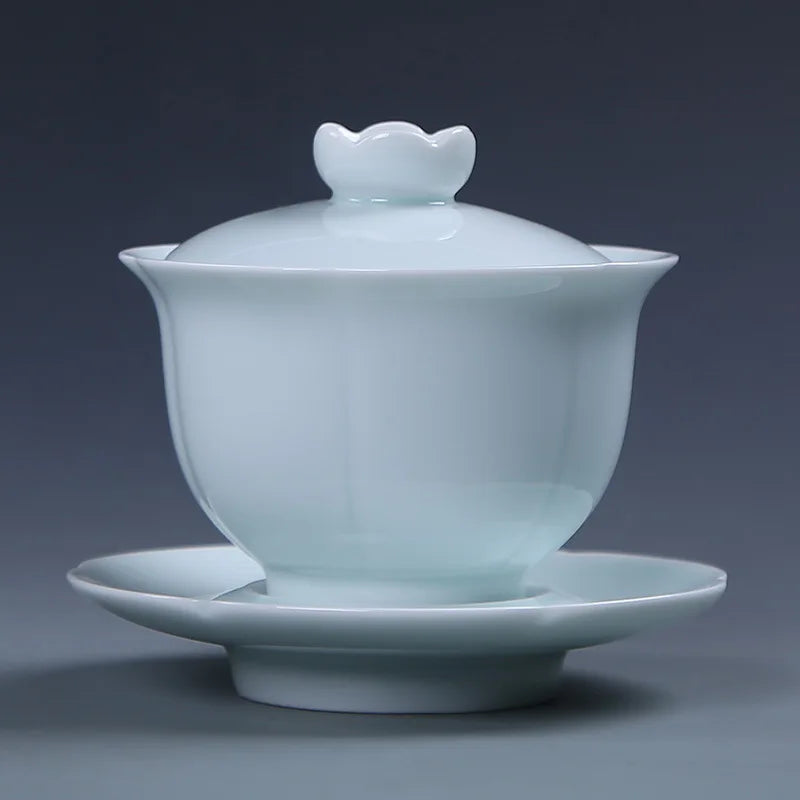 Chinese Kungfu Teapot Sets Ceramic Handmade Teaware Tea Bowl Cups Home Tureen Pure White Gaiwan Porcelanas Tea Cup