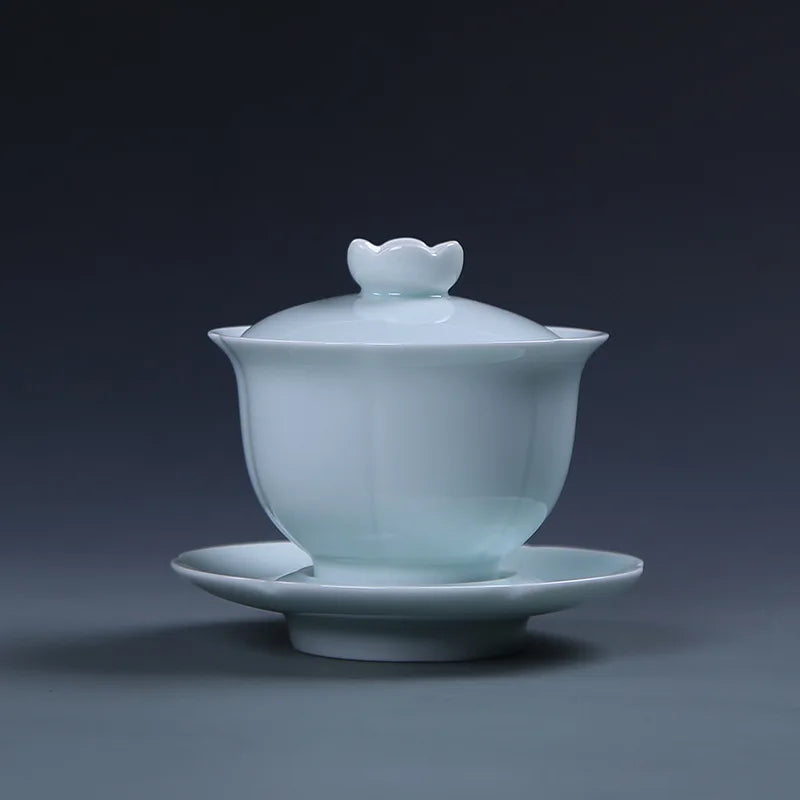 Chinese Kungfu Teapot Sets Ceramic Handmade Teaware Tea Bowl Cups Home Tureen Pure White Gaiwan Porcelanas Tea Cup