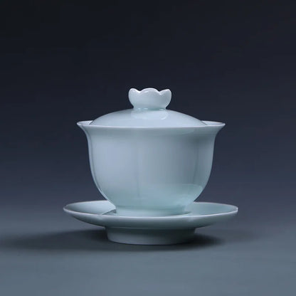 Chinese Kungfu Teapot Sets Ceramic Handmade Teaware Tea Bowl Cups Home Tureen Pure White Gaiwan Porcelanas Tea Cup