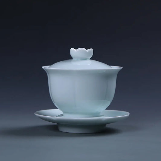 Chinese Kungfu Teapot Sets Ceramic Handmade Teaware Tea Bowl Cups Home Tureen Pure White Gaiwan Porcelanas Tea Cup