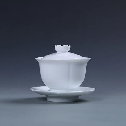 Chinese Kungfu Teapot Sets Ceramic Handmade Teaware Tea Bowl Cups Home Tureen Pure White Gaiwan Porcelanas Tea Cup