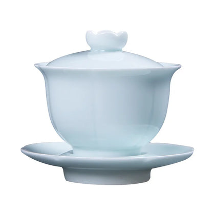 Chinese Kungfu Teapot Sets Ceramic Handmade Teaware Tea Bowl Cups Home Tureen Pure White Gaiwan Porcelanas Tea Cup