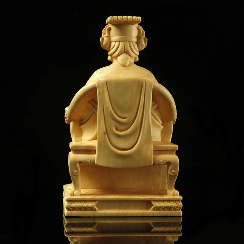 Chinese Lin Mo,Lin Moniang Wood Carving Mazu Sea Goddess Statue Car Decor Ma-Tsu Figurines